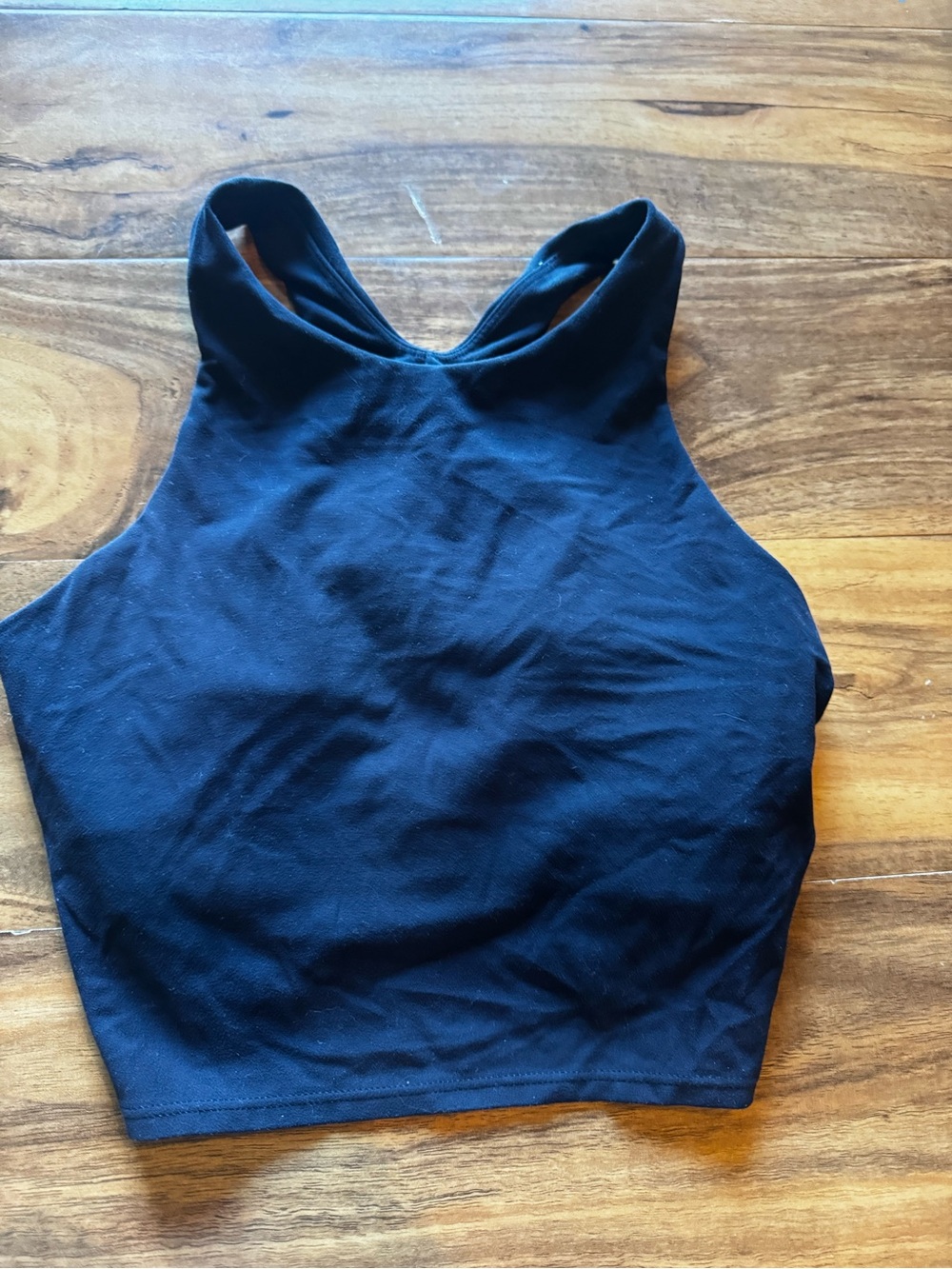 Black High Neck Crop Tank Top athletic